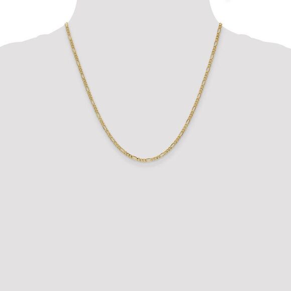 2.5mm 10k Yellow Gold Hollow Figaro Chain Necklace, 20 Inch - Picture 2 of 8